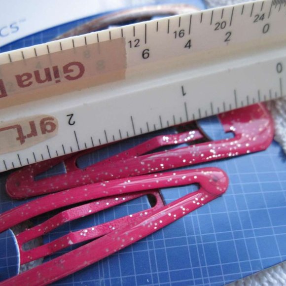 4 Goody Classics Glittery Epoxy Covered Metal Hair Snap Clips Magenta Pink Brown - Picture 2 of 4